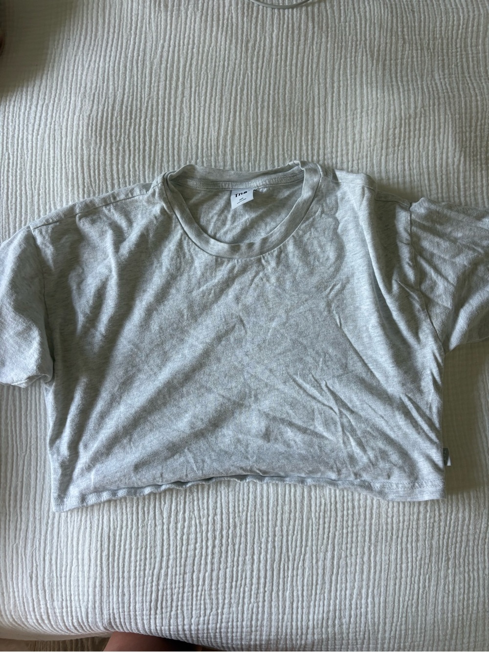 TNA Light Gray Cropped Crewneck Tee